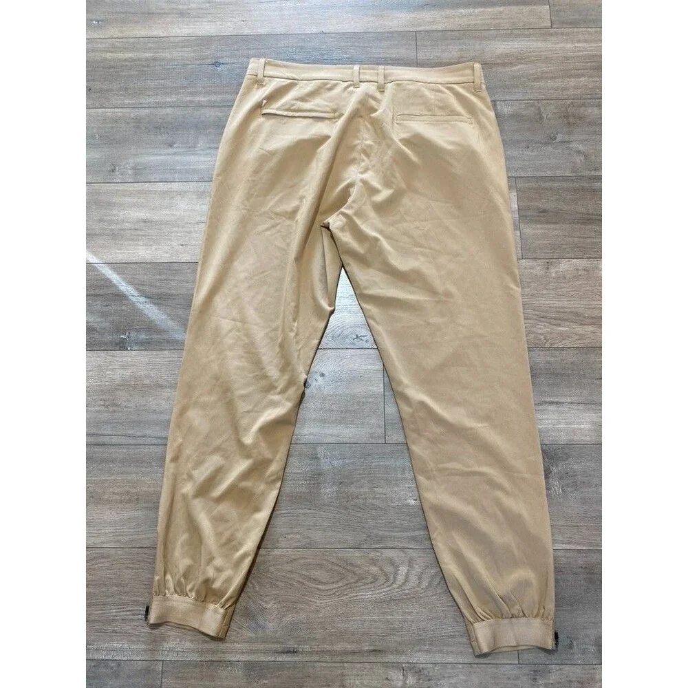 PRIMO Zip Ankle Jogger Chino Mens 36X30 Desert Sand Stretch Casual Golf Pants